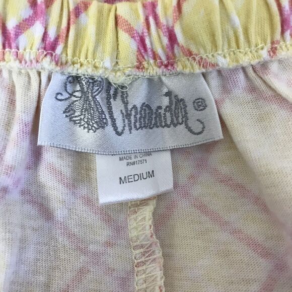 Character Pants Medium Lounge Wide Leg Capri Elastic Waist Yellow Pink White - Picture 5 of 6